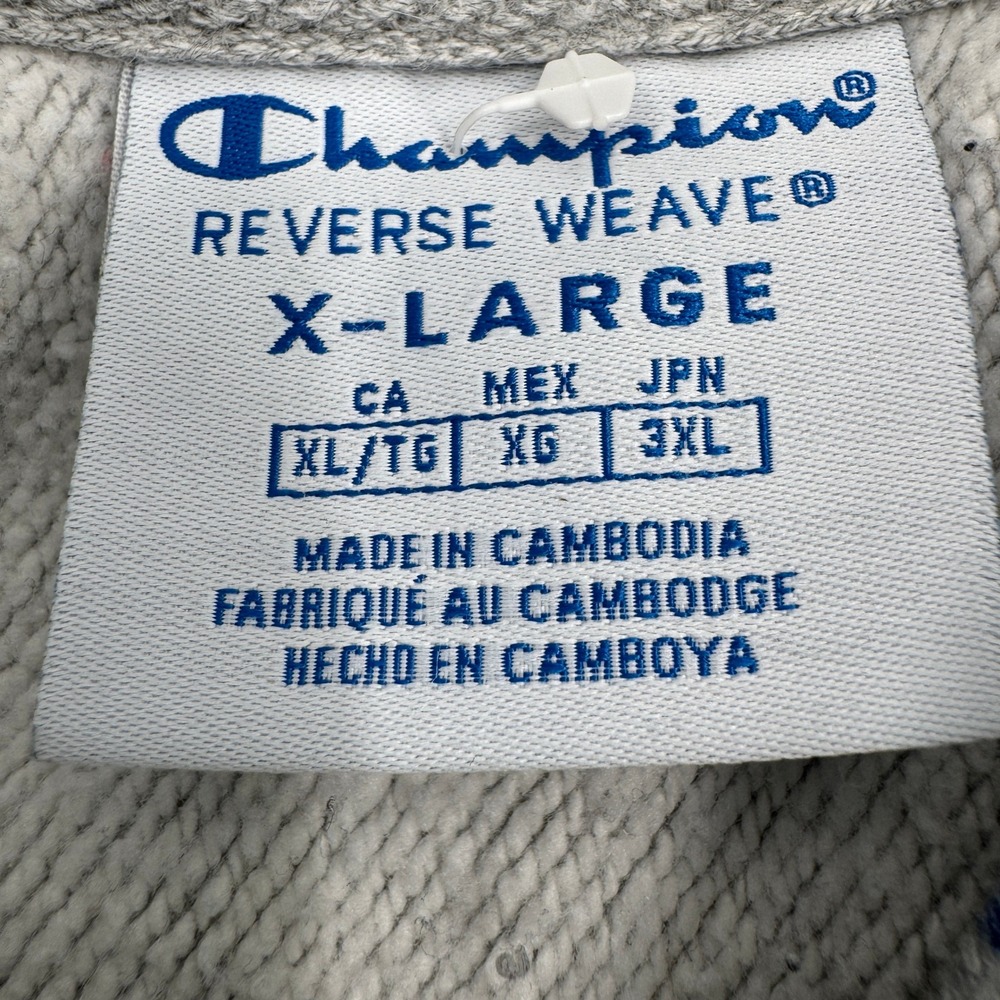 Champion Reverse Weave All Over Print Logo Hoodie Sweatshirt Men's X Large Gray - Picture 3 of 10